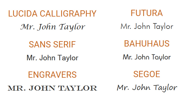 Personal Engraving Fonts