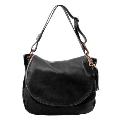 Soft Leather Shoulder Bag - Black | Women | TL141110
