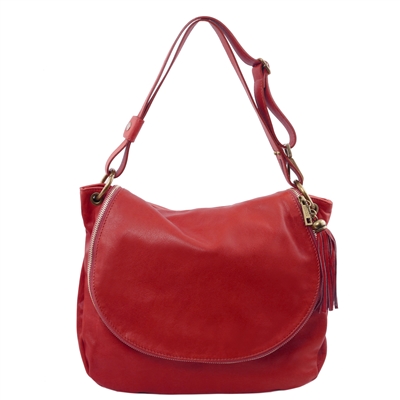 Soft Leather Shoulder Bag - Red | Women | TL141110