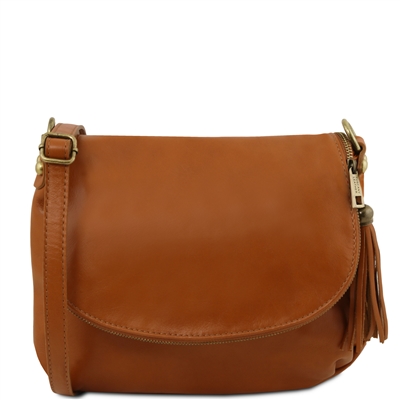 TL141223 Soft Leather Shoulder Bag - Cognac | Tuscany Leather Australia